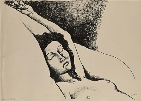 Renato Guttuso Bagheria 1911-Roma 1987 Nudo di donna litografia cm 49x69 - in...