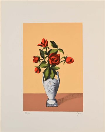 Fabio Failla Lucca 1917-Roma 1987 Vaso di fiori Litografia cm 63x50 Firma e...