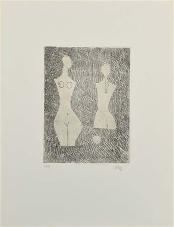 Mario Tozzi Fossombrone 1895-Saint-Jean-du-Gard 1979 Due figure Acquaforte cm...