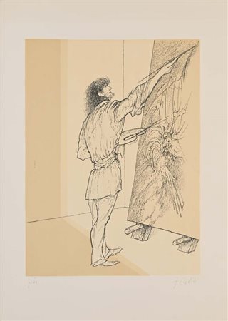 Fabrizio Clerici Milano 1913-Roma 1993 Senza titolo Litografia cm 70x50 Firma...