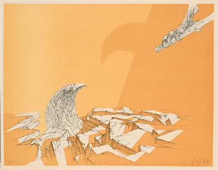 Fabrizio Clerici Milano 1913-Roma 1993 Senza titolo Litografia cm 50x64 Firma...