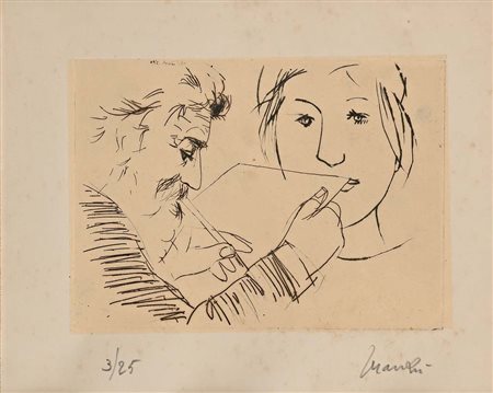 Giacomo Manzù Bergamo 1908-Roma 1991 Volti Incisione cm 13,5x19 lastra - in...