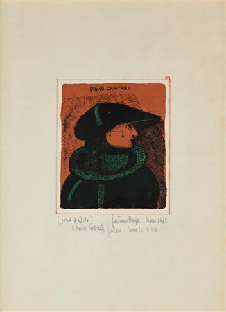 Gaetano Pompa Forenza 1933-Orbetello 1998 Primo Capitano 1969 Litografia cm...