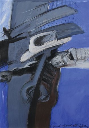 Vaglieri Tino Figura al confine della città, 1998 tecnica mista su carta, cm....