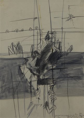 Vaglieri Tino Proporzione e tortura, 1959 tecnica mista su carta, cm. 46x34...