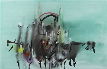 Dangelo Sergio Il gotico sfiorito, 2005 smalti e tempera su tela, cm. 80x120...