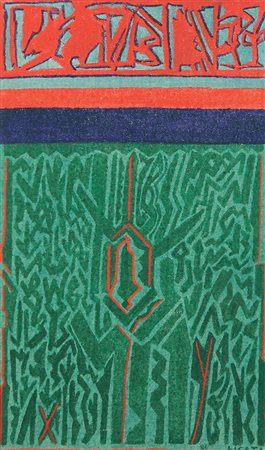 Licata Riccardo Senza titolo, 1984 tecnica mista su tela, cm. 55x33 firmato e...