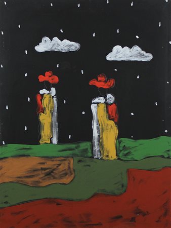 Festa Tano Senza titolo, anni '80 acrilico su tela, cm. 80x60 firmato al...