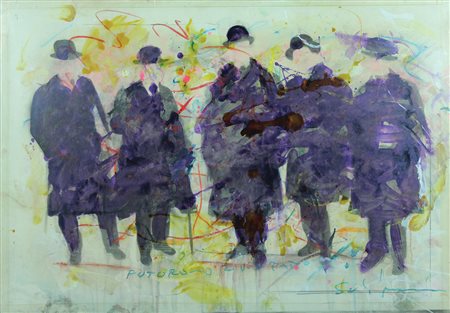 Schifano Mario Futurismo rivisitato, 1970 smalto e pastelli su carta...