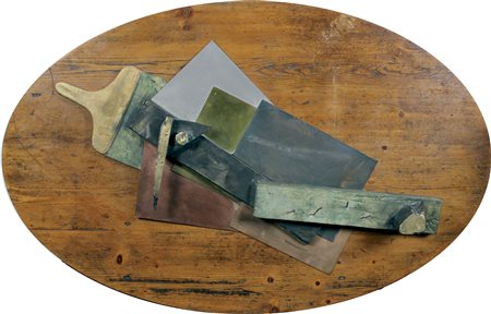 Mondino Aldo Chitarra Cubista, 1989 scultura monotipo in bronzo, rame, ferro,...