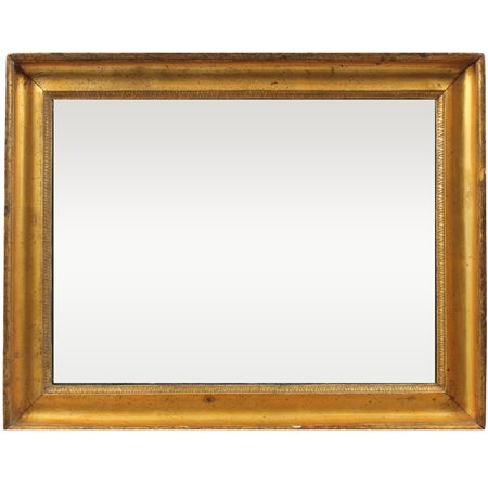 Specchiera Legno dorato con cornice a canna spaccata. Sicilia. Secolo XIX. Cm...