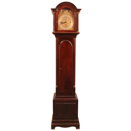 Orologio a torre Mogano con colonne laterali scannellate. Macchina firmata...