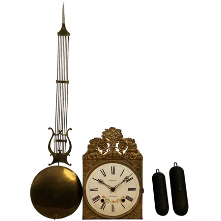 Orologio a pendolo Rame dorato. Macchina marcata Perry. Francia. Secolo XX....