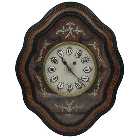 Orologio da parete Quadrante in alabastro con decoro in madreperla a motivi...