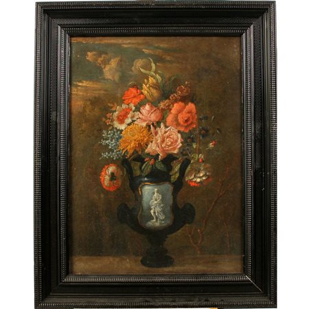 Scuola italiana degli inizi del secolo XIX "Natura morta" Dipinto ad olio su...