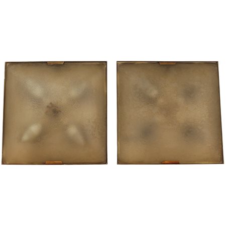 Coppia plafoniere Stilnovo Vetro e metallo. Secolo XX. Cm 35x35