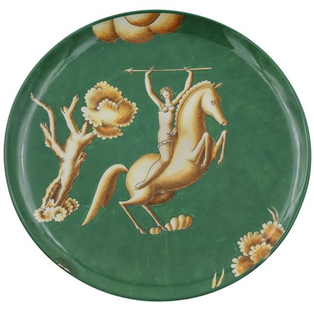 Gio Ponti (1891/1979) "Piatto" Ceramica policroma con scena mitologica...