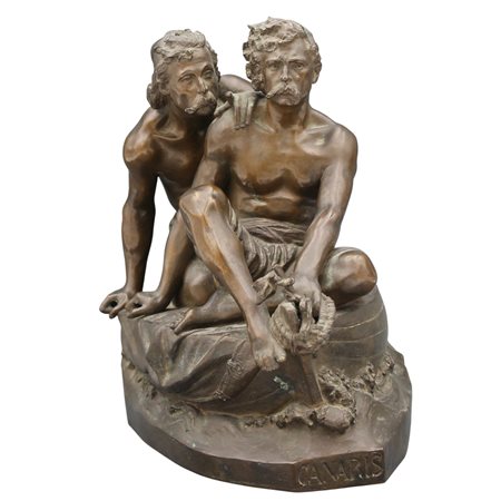 Benedetto Civiletti (1845/1899) "I fratelli Kanaris a Scio" Rara scultura in...