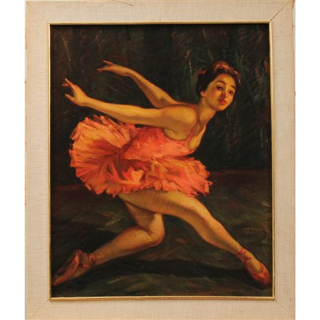 Vincenzo Vinciguerra (1922/2021) "Balleria in rosa" Dipinto ad olio su tela...