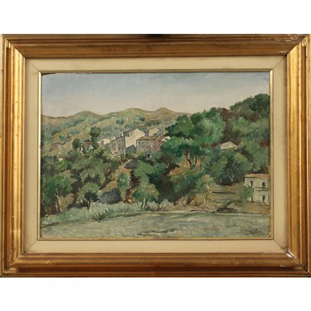 Michele Dixit (1908/2003) ( "Paesaggio di campagna con casolari" Dipinto ad...