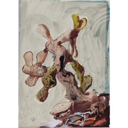 Gino Morici (1901/1972) "Pala di fico d'India" Acquerllo su carta. Datato...