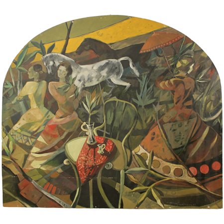 Gigi Martorelli (1936/2015) "Decorazione" Grande dipinto ad olio su tavola....