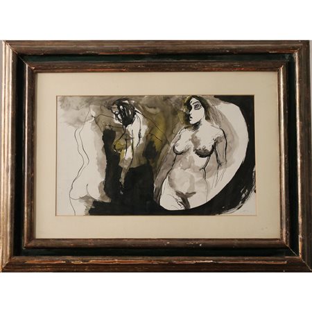 Renato Guttuso (1911/1978) (attr.) "Nudi femminili" Gouache in cornice....