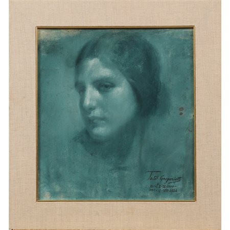 Toto Gregorietti (1900/1926) "Profilo di donna" Pastello su carta in cornice....