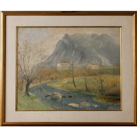Umberto Lilloni (1898/1980) "Autunno" Dipinto ad olio in cornice. Anno 1944....