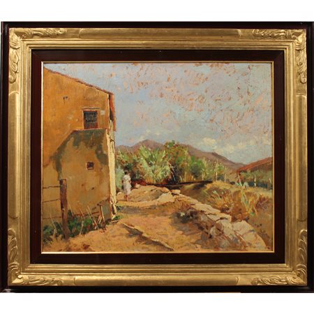 Carlo Domenici (1897/1981) "Meriggio, isola D'Elba" Dipinto ad olio su...