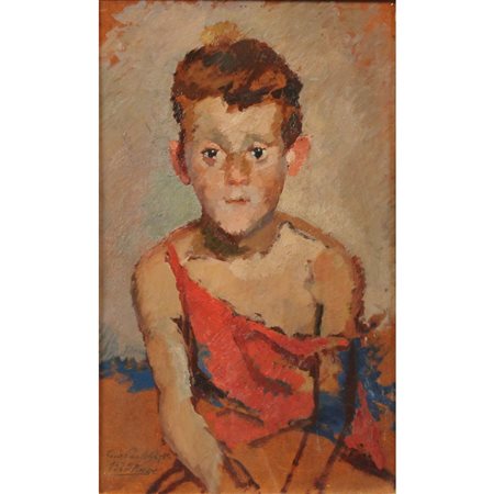 Paolo Ghiglia (1905/1979) "Figura di giovane" Dipinto ad olio su tavola in...