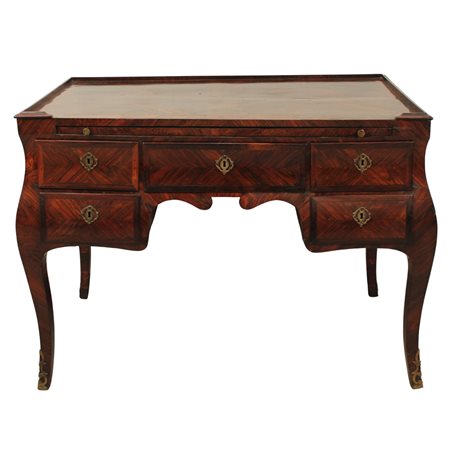 Scrittoio a cinque cassetti Ebano violetto con tiretto centrale e borchie in...