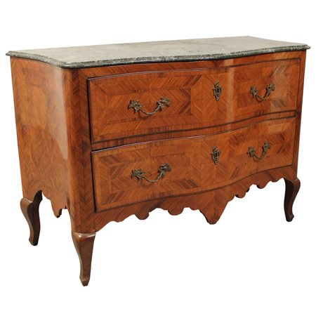 Cassettone a due cassetti Palissandro con maniglie in bronzo dorato e piano...