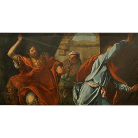 Scuola italiana della fine del secolo XVII "Saul" Dipinto ad olio su tela in...