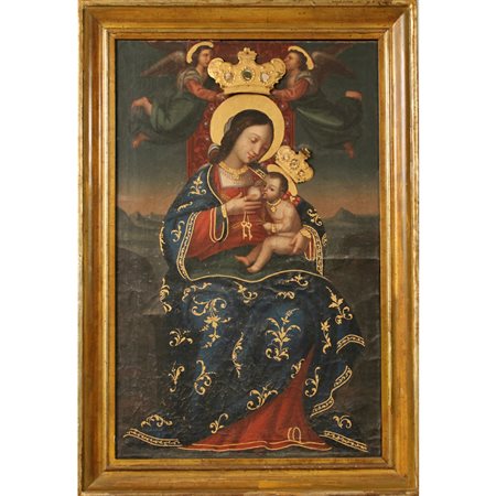 Scuola siciliana del secolo XVIII "Madonna di Custonaci" Dipinto ad olio su...