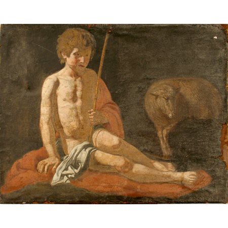 Scuola napoletana del secolo XVII "San Giovannino" Dipinto ad olio su tela...