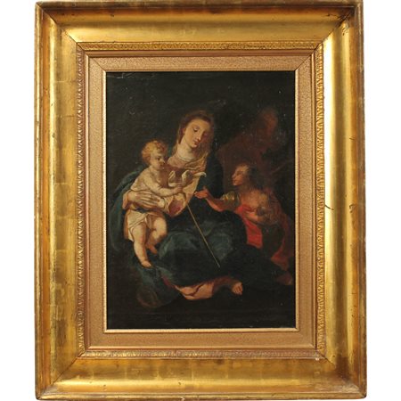 Scuola siciliana del secolo XVIII "Madonna con Bambino e San Giovannino"...