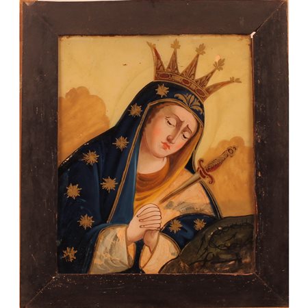 Scuola siciliana degli inizi del secolo XIX "Madonna penitente" Dipinto ad...