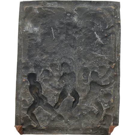 Scuola di Galeazzo Mondella "Flagellazione" Placca in rame argentato e...