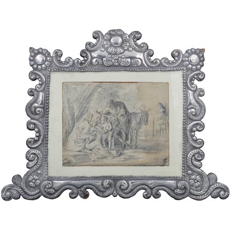 Scuola italiana del secolo XVIII "Natività" Disegno su carta in cornice in...