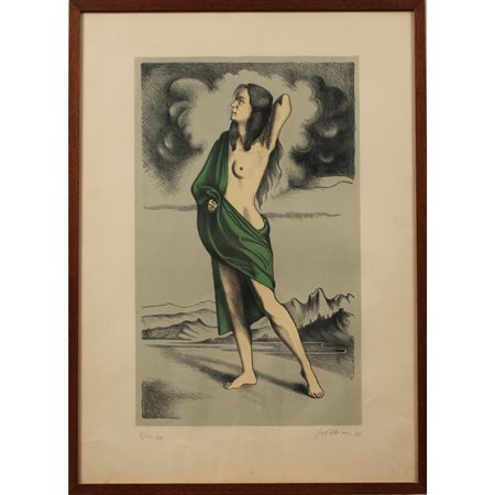 Gregorio Sciltian (1900/1985) "Figura di donna" Litografia a colori in...