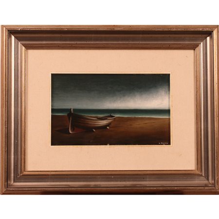 Lelio Tarro (XX) "Marina" Dipinto ad olio su tavola in cornice. Datato 1975....