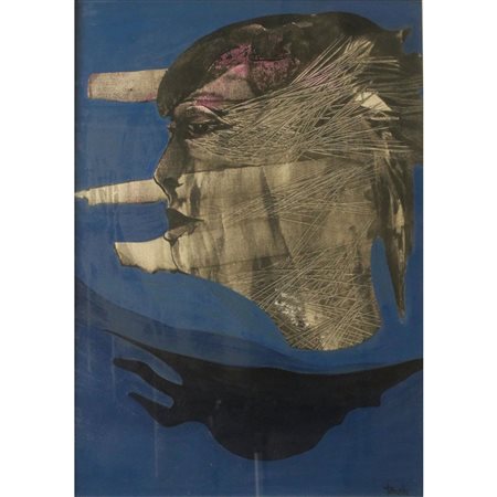 Mario Tornello (1927/2010) "Profilo" Dipinto ad olio su tela. Cm 68x48