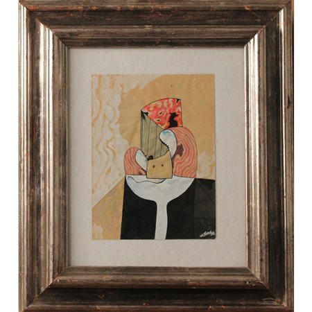 Astratto Tecnica mista su carta. Firmato Dova. Cm 24x17,5