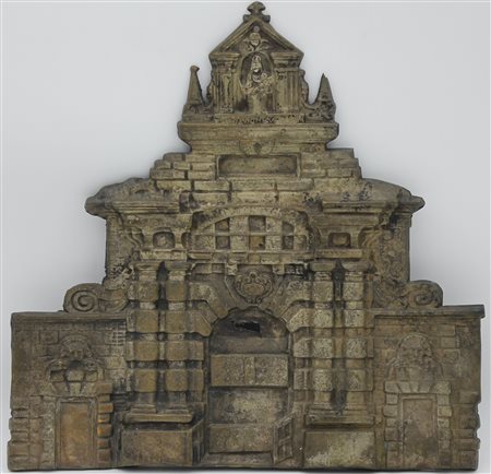 Porta Pila Genova Bassorilievo in bronzo (danni). Cm 33x34