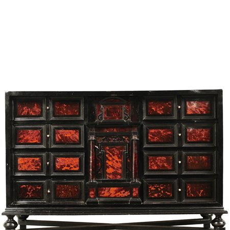 Monetario Legno ebanizzato e impiallacciatura in tartaruga e decoro...