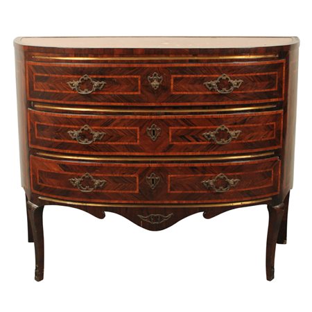 Cassettone a mezzo arancio a tre cassetti Ebano violetto con perfili in legno...