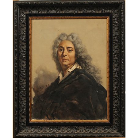 Antonio Oberto (1872/1954) "Figura di gentiluomo" Dipinto ad olio su tela in...