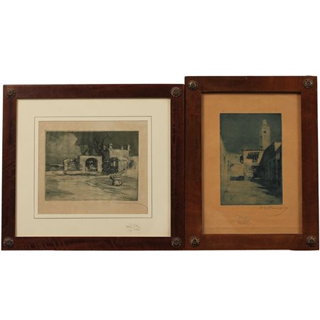 Pietro De Francisco (1873/1969) "Paesaggi con casolari" Disegni su carta in...