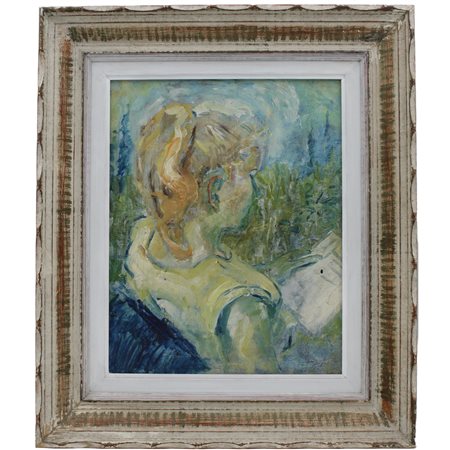 Pittore impressionista francese degli inizi del secolo XX "Donna che legge"...